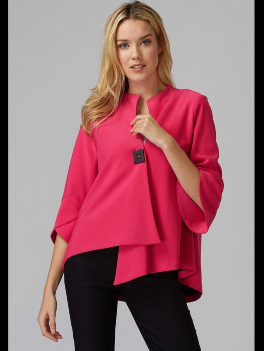 “JOSEPH RIBKOFF” Asymmetric Single Button Swing Jacket
